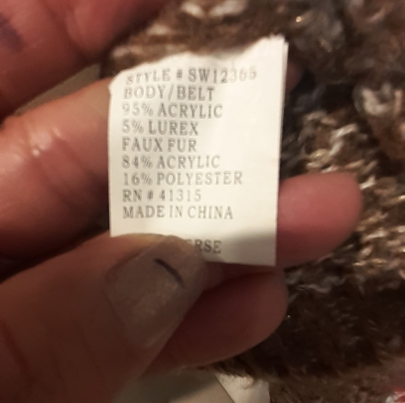 OONA & MAUD FAUX FUR NECK LONG CARDIGAN J867 - Picture 4 of 8